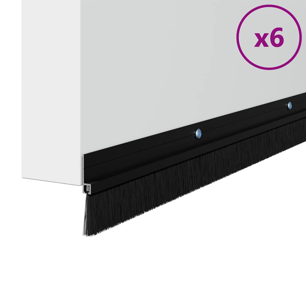 Držač četke za vrata 6 pcs Crna 100 cm Aluminijski legura