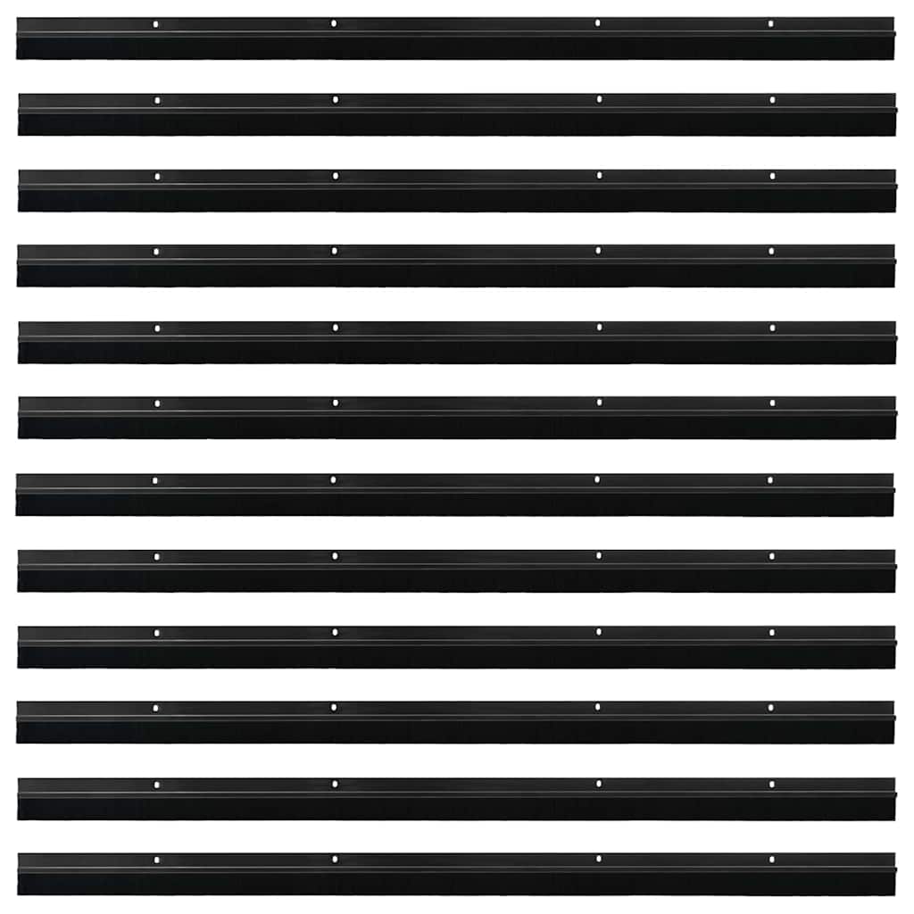 Držač četke za vrata 12 pcs Crna 100 cm Aluminijski legura