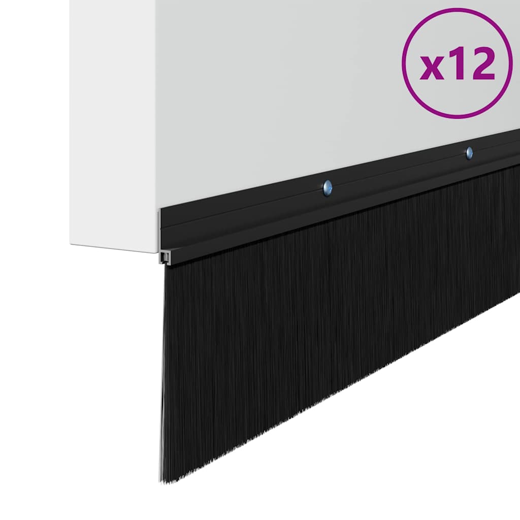 Držač četke za vrata 12 pcs Crna 100 cm Aluminijski legura