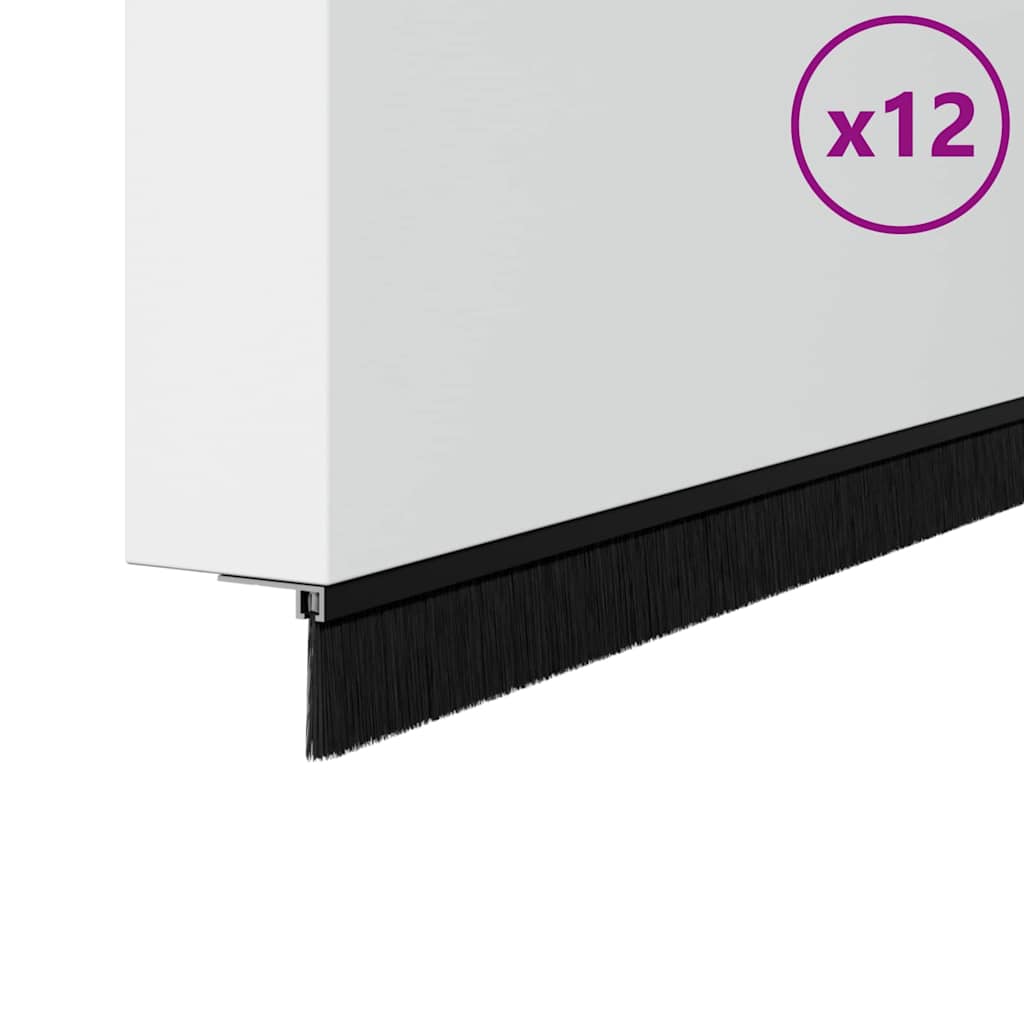 Držač četke za vrata 12 pcs Crna 100 cm Aluminijski legura