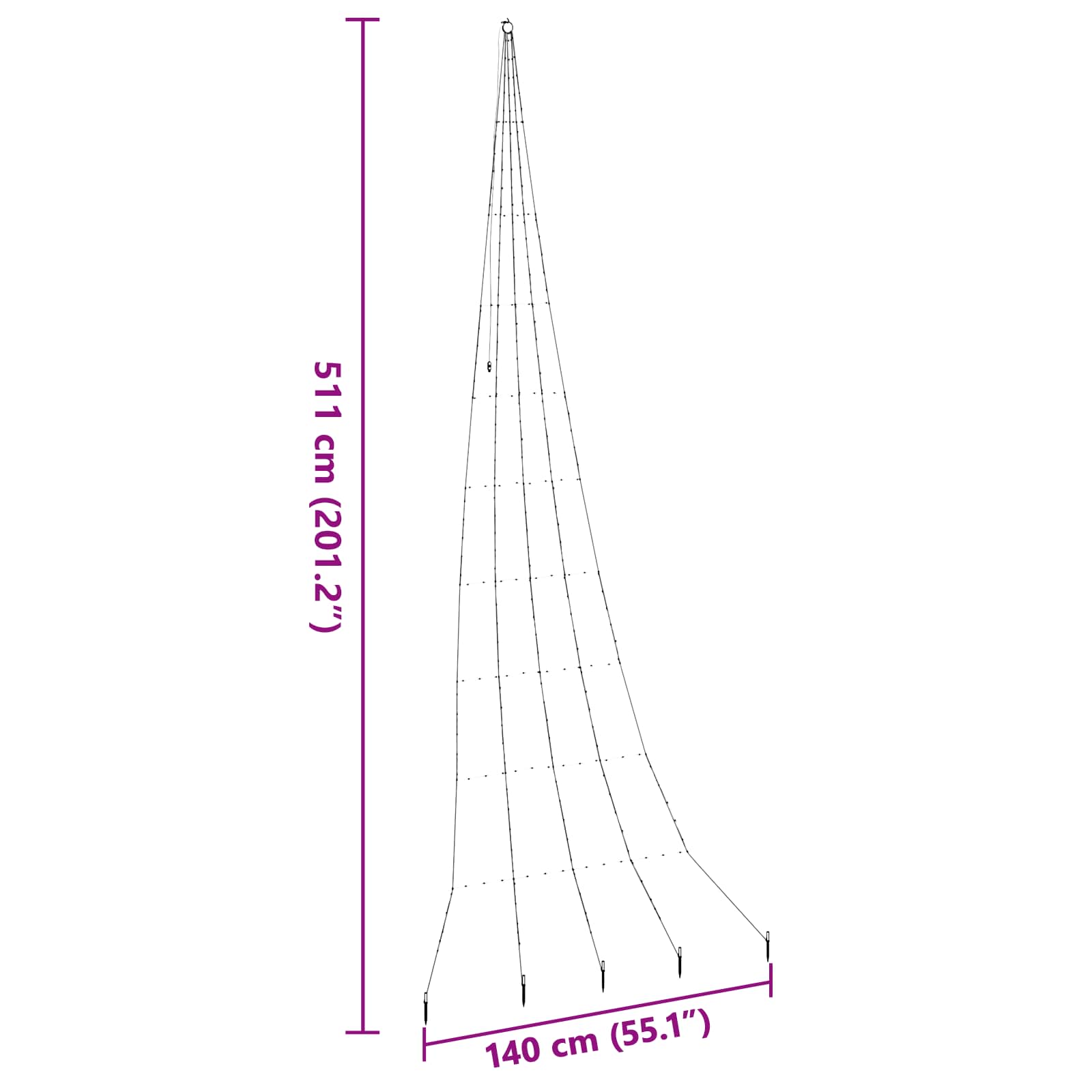 LED Božićno drvce s zemljanim klinovima Šareni 511 cm Metal