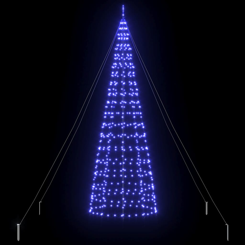 LED Božićno drvce s zemljanim klinovima Plava 400 cm Željezo