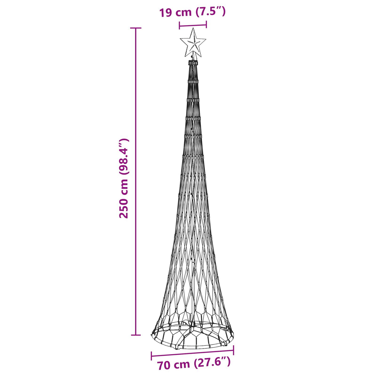 LED božićno drvce s 290 LED svjetlima Plava 250 cm Metal