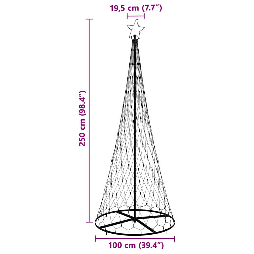 LED božićno drvce s stalakom Hladna bijela 250 cm Metal
