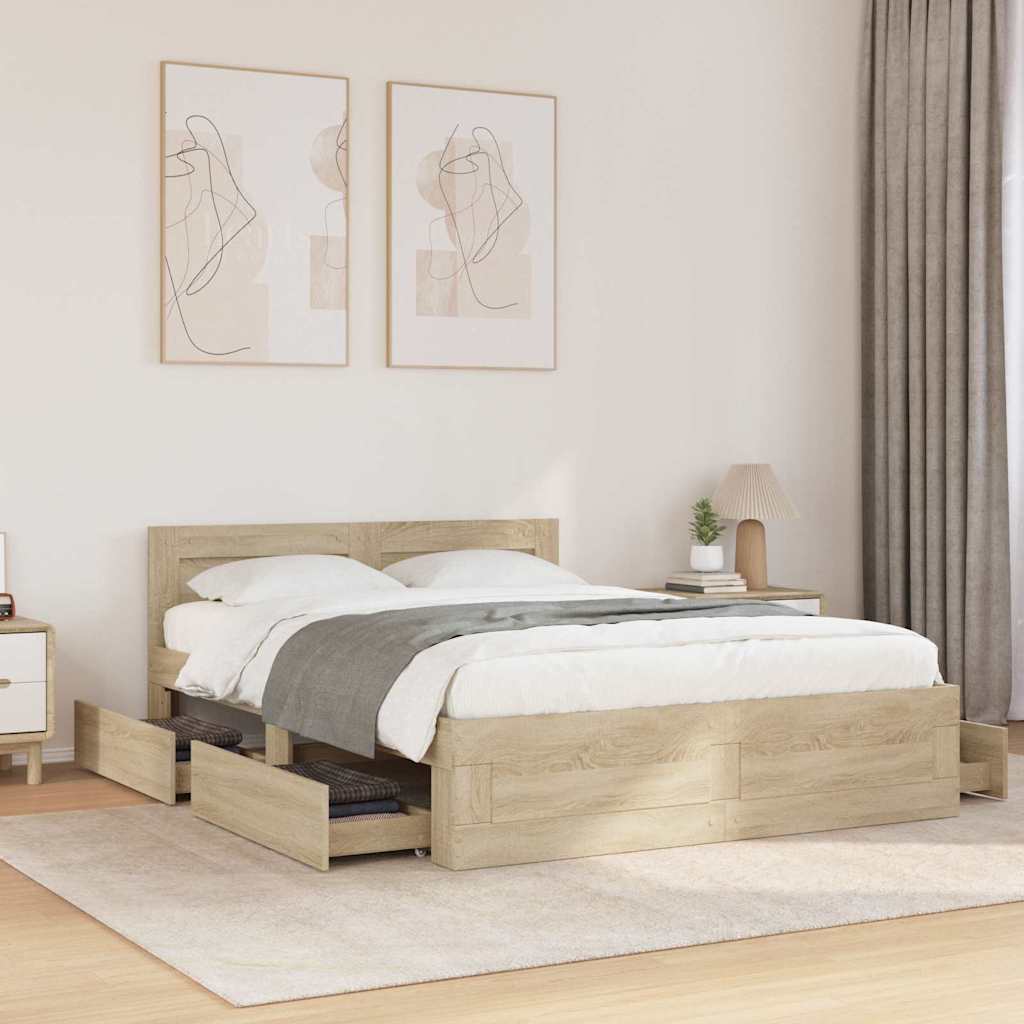 Krevetna konstrukcija s uzglavljem 2 pcs Sonoma 137 x 188 cm