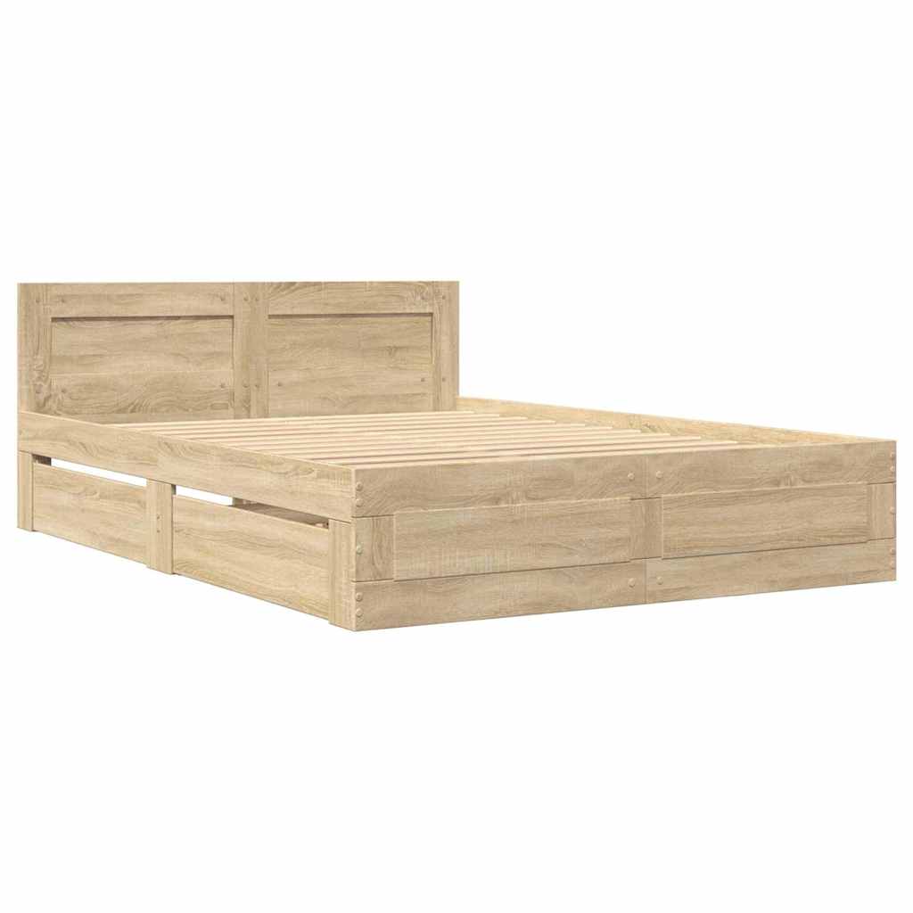 Krevetna konstrukcija s uzglavljem 2 pcs Sonoma 137 x 188 cm