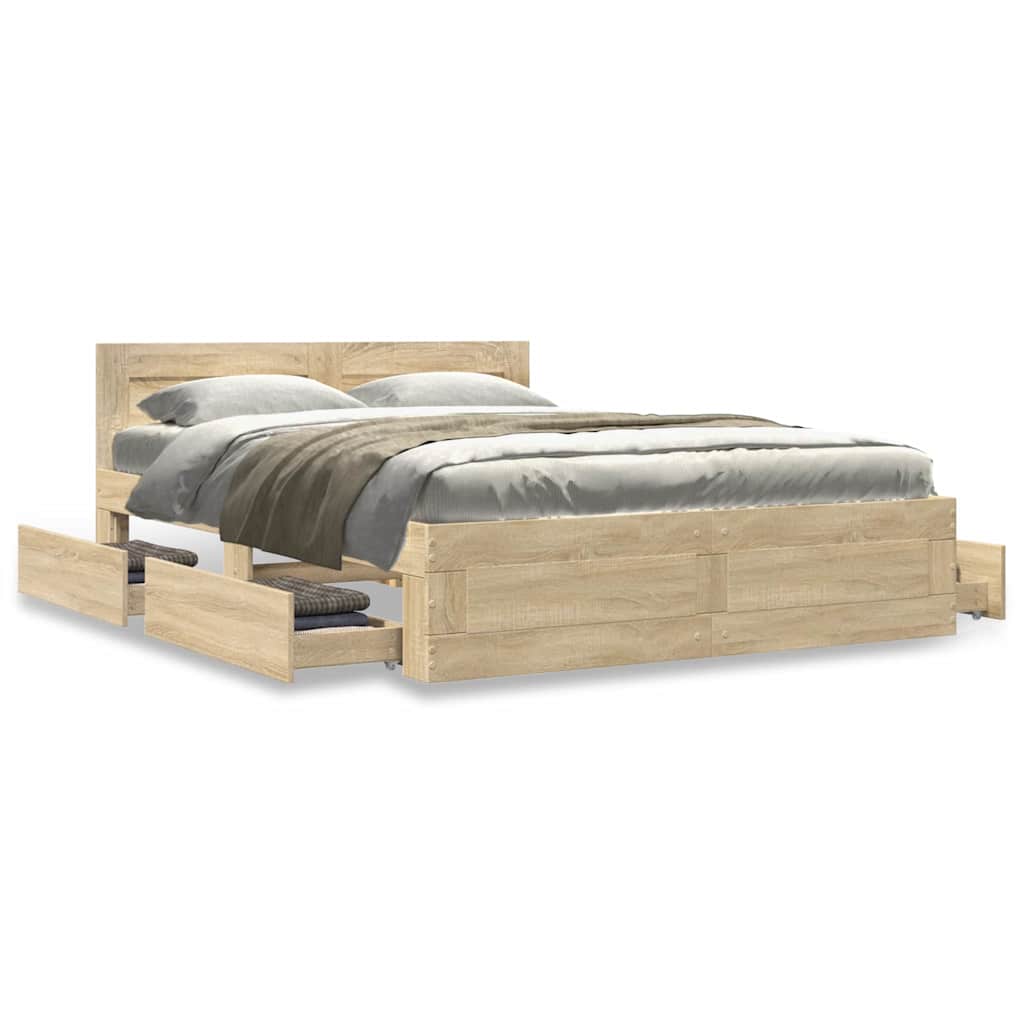 Krevetna konstrukcija s uzglavljem 2 pcs Sonoma 137 x 188 cm