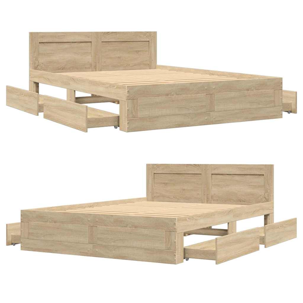 Krevetna konstrukcija s uzglavljem 2 pcs Sonoma 137 x 188 cm