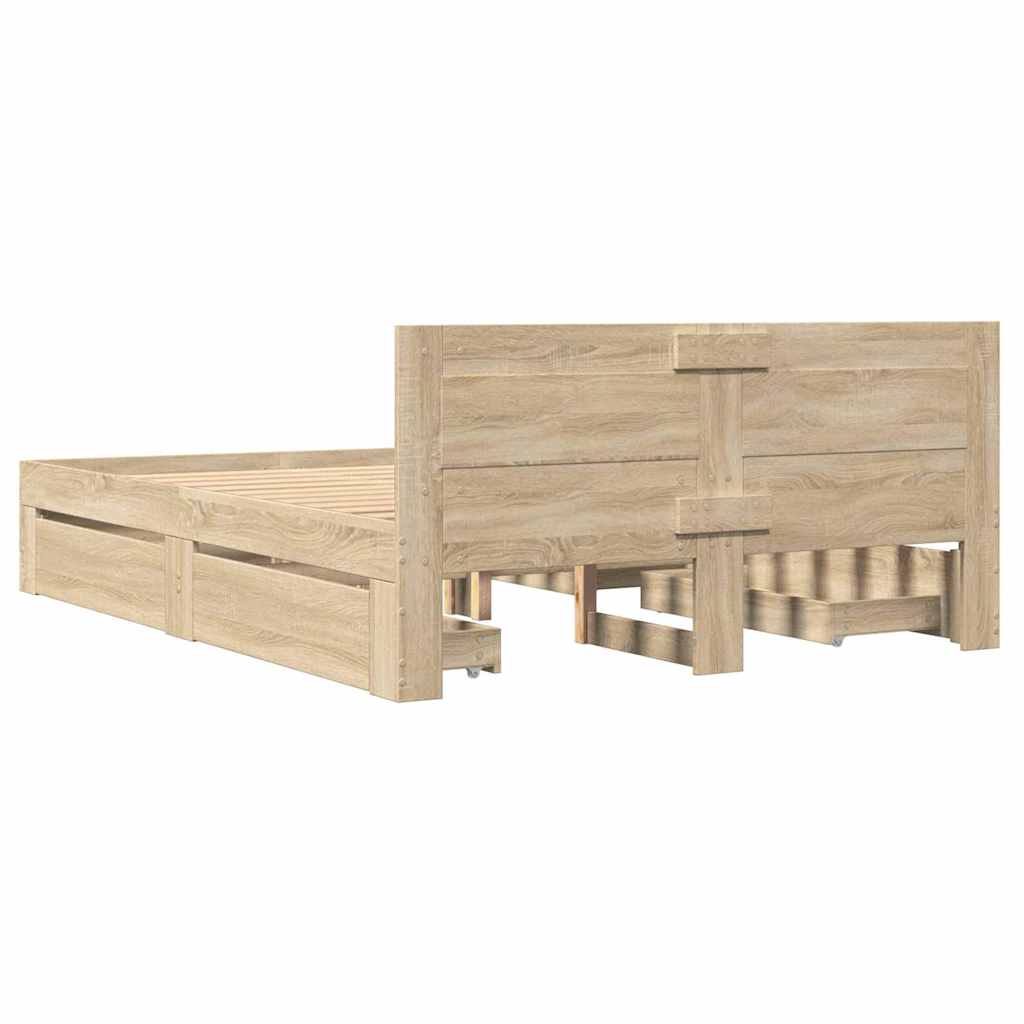 Krevetna konstrukcija s uzglavljem 2 pcs Sonoma 137 x 188 cm