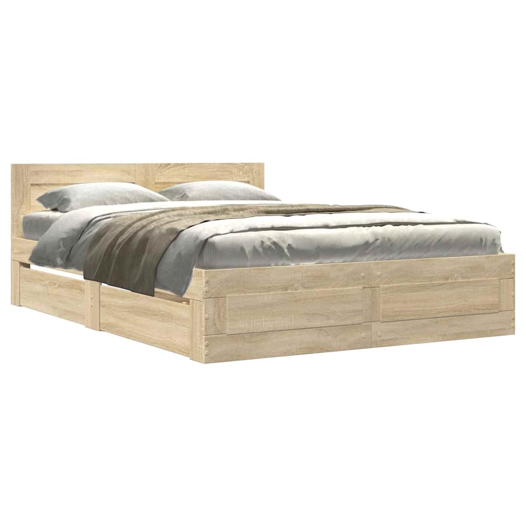Krevetna konstrukcija s uzglavljem 2 pcs Sonoma 137 x 188 cm