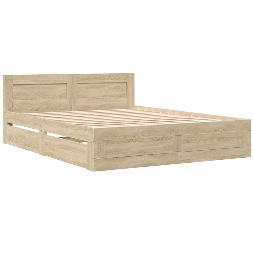 Krevetna konstrukcija s uzglavljem 2 pcs Sonoma 153 x 203 cm