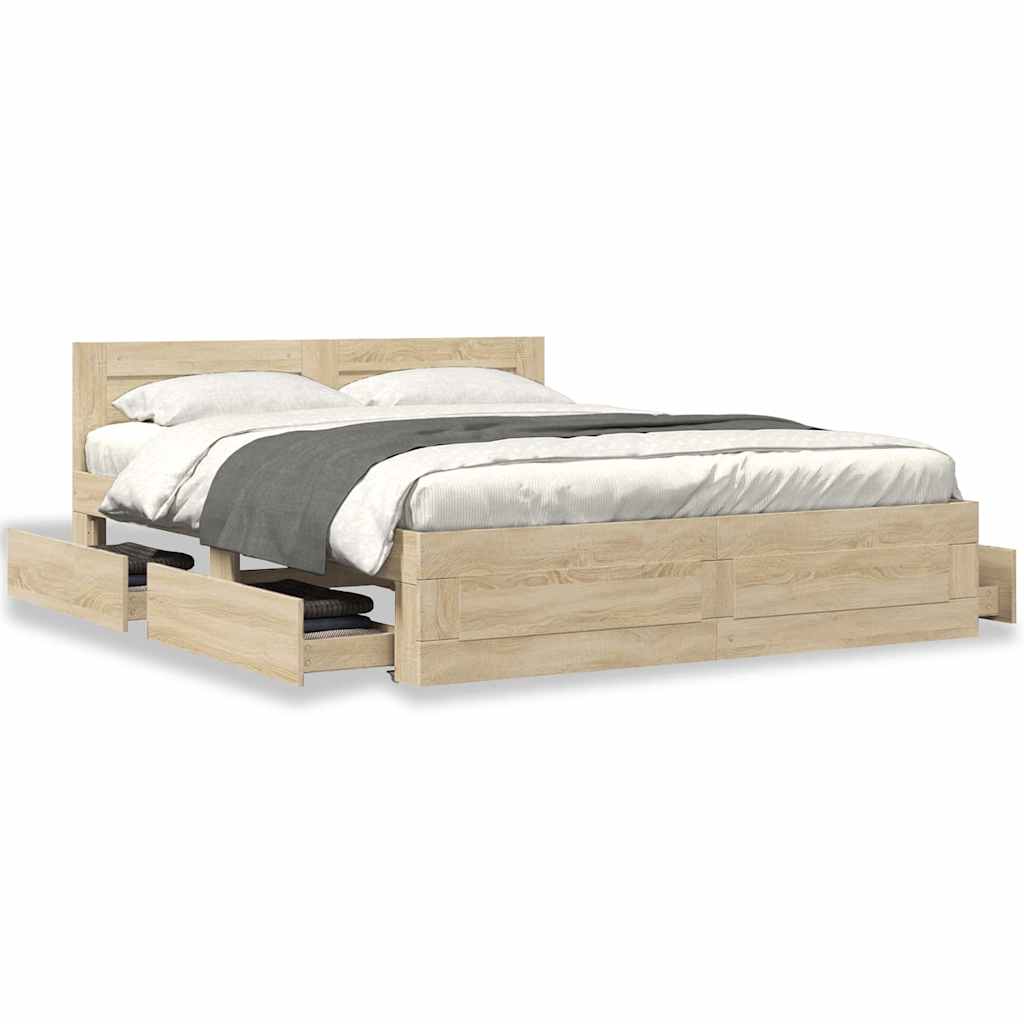 Krevetna konstrukcija s uzglavljem 2 pcs Sonoma 153 x 203 cm