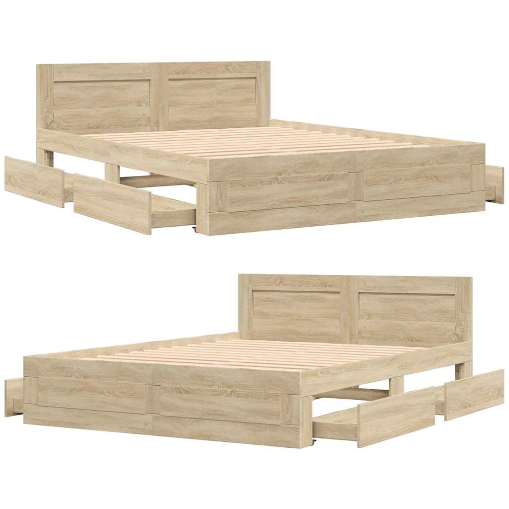 Krevetna konstrukcija s uzglavljem 2 pcs Sonoma 153 x 203 cm