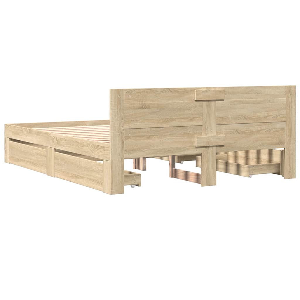 Krevetna konstrukcija s uzglavljem 2 pcs Sonoma 153 x 203 cm