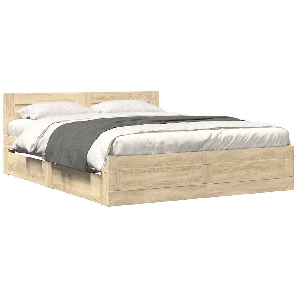 Krevetna konstrukcija s uzglavljem 2 pcs Sonoma 153 x 203 cm