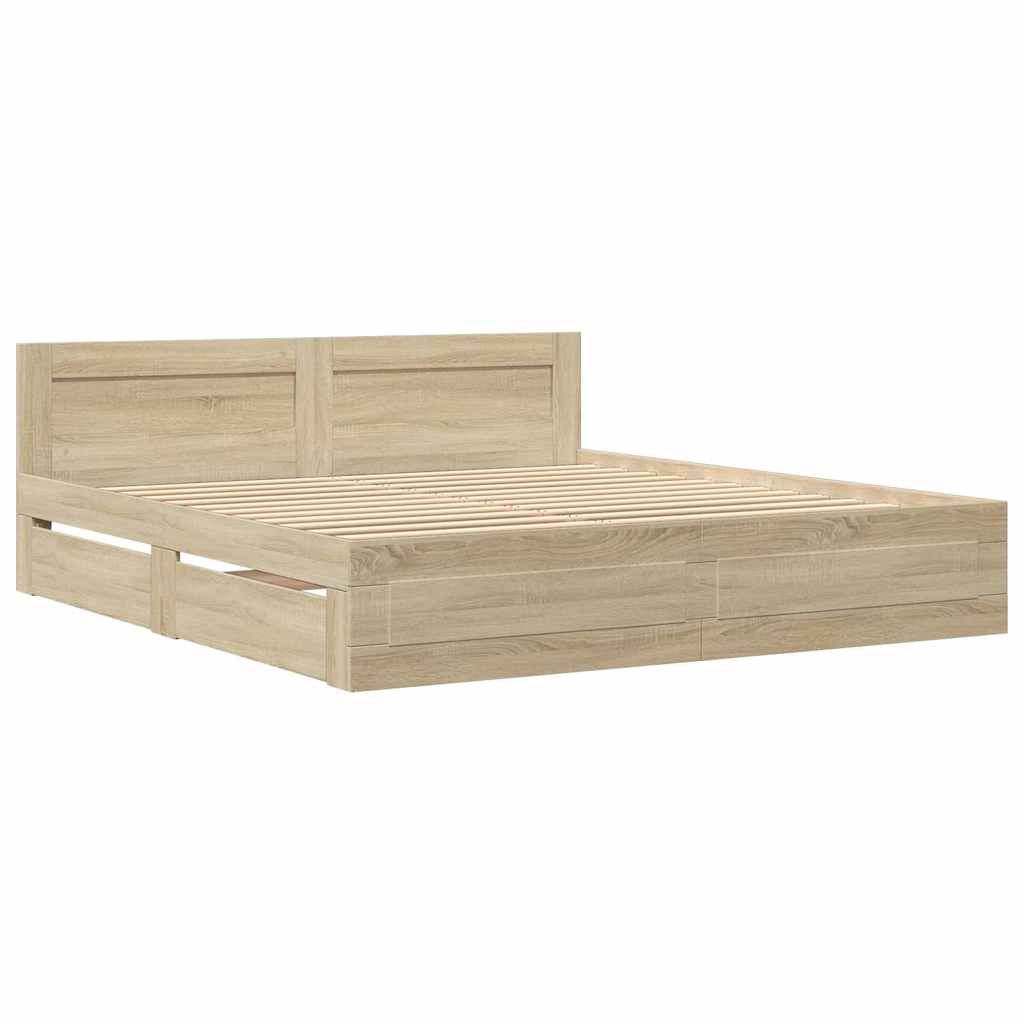 Krevetna konstrukcija s uzglavljem 2 pcs Sonoma 193 x 203 cm