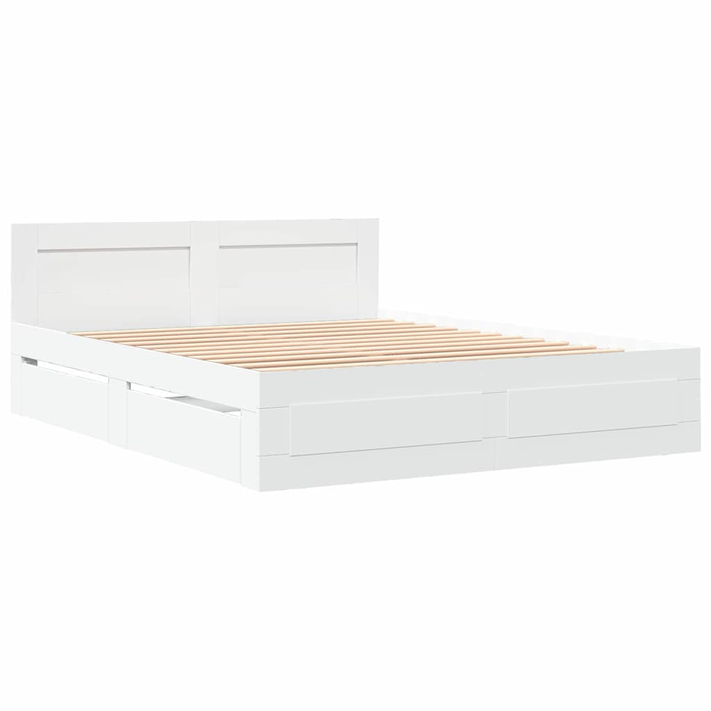 Krevetna konstrukcija s uzglavljem 2 pcs Bijeli 150 x 200 cm