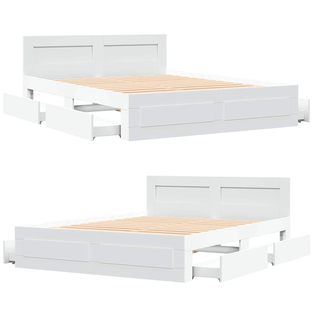 Krevetna konstrukcija s uzglavljem 2 pcs Bijeli 150 x 200 cm
