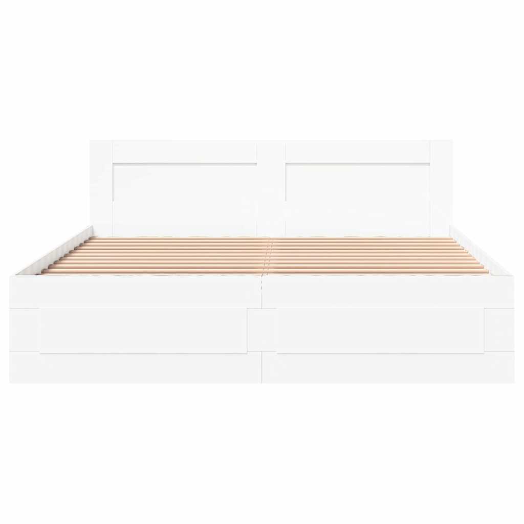 Krevetna konstrukcija s uzglavljem 2 pcs Bijeli 150 x 200 cm
