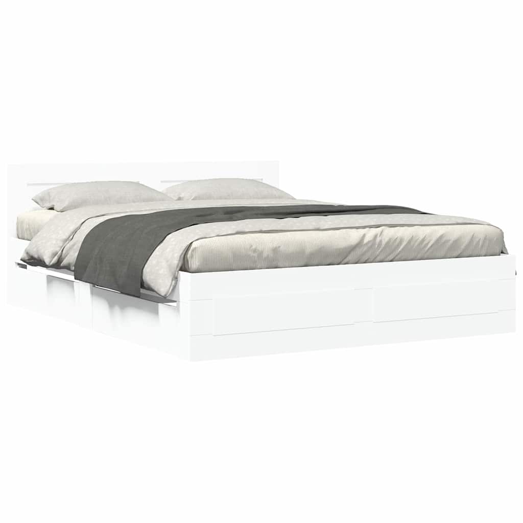 Krevetna konstrukcija s uzglavljem 2 pcs Bijeli 150 x 200 cm