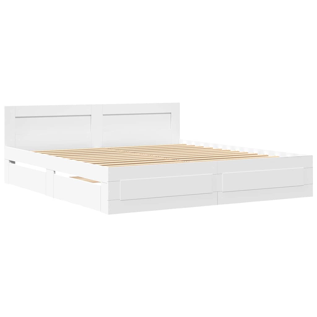 Krevetna konstrukcija s uzglavljem 2 pcs Bijeli 193 x 203 cm