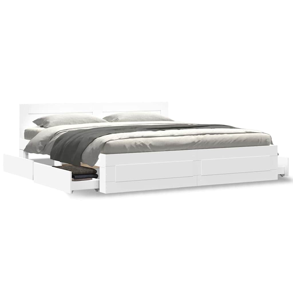 Krevetna konstrukcija s uzglavljem 2 pcs Bijeli 193 x 203 cm