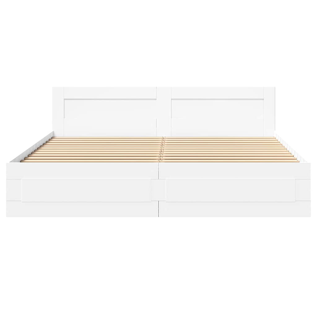 Krevetna konstrukcija s uzglavljem 2 pcs Bijeli 193 x 203 cm