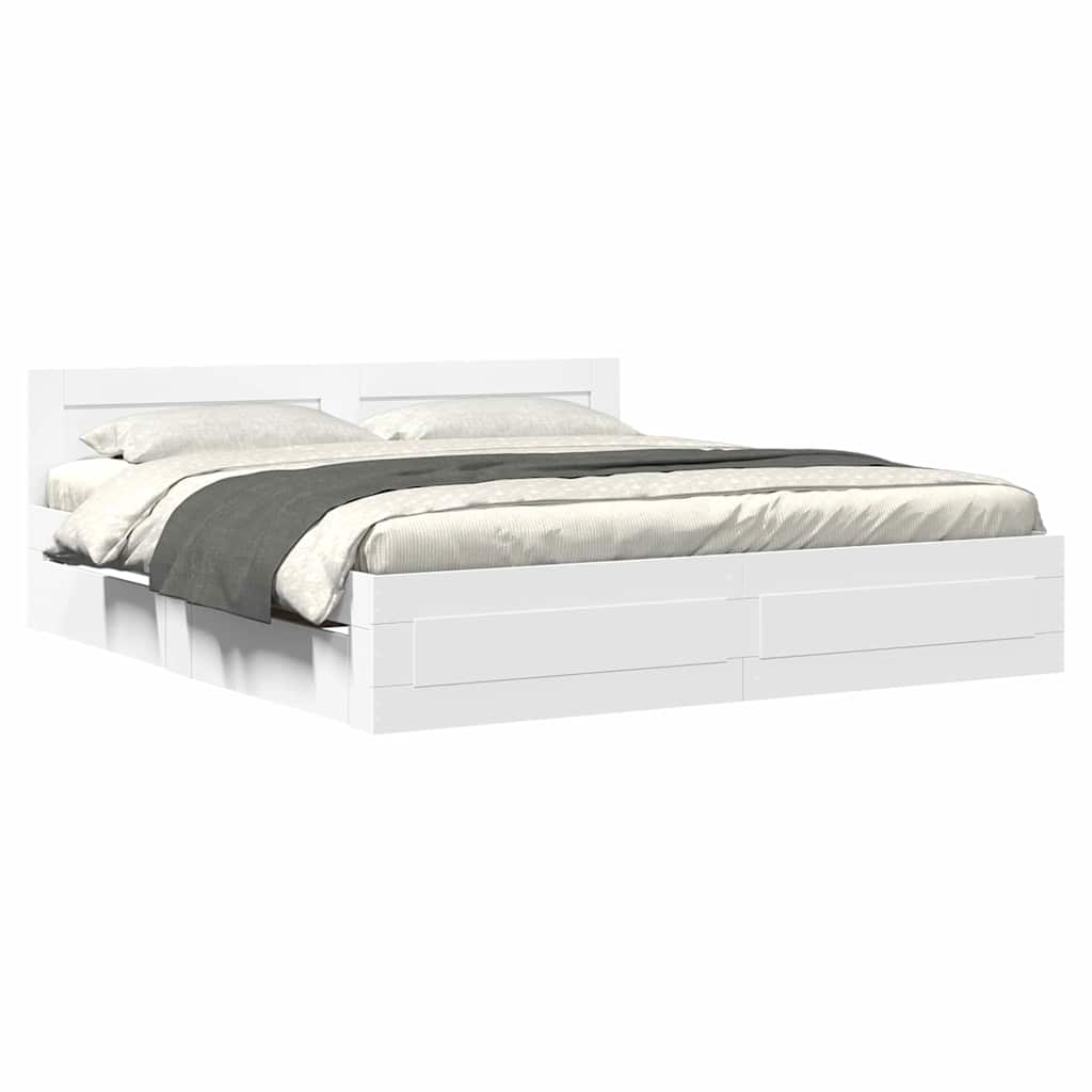 Krevetna konstrukcija s uzglavljem 2 pcs Bijeli 193 x 203 cm