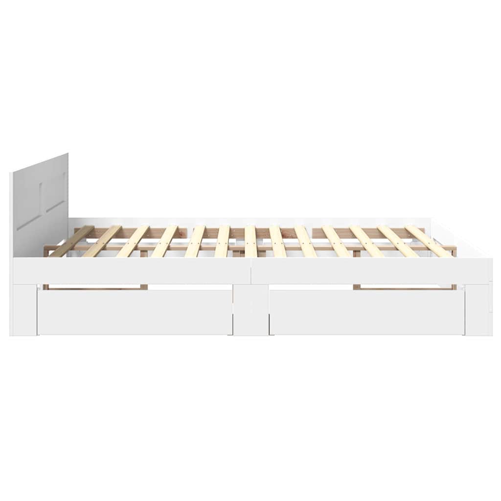 Krevetna konstrukcija s uzglavljem 2 pcs Bijeli 193 x 203 cm