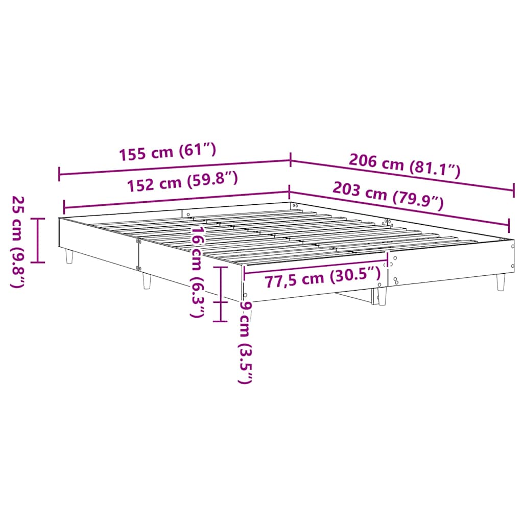 Krevetna konstrukcija 2 pcs Sonoma 152 x 203 cm