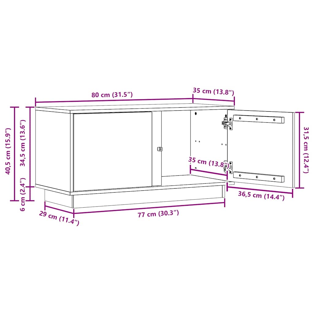 TV ormar Vosak smeđa 80 x 35 x 40,5 cm Čvrsto borovo drvo