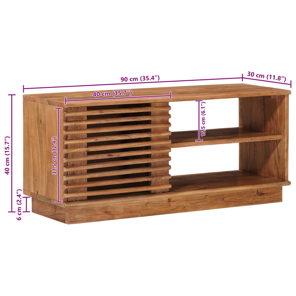 TV ormar s pohranom s vratima Prirodna 90 x 30 x 40 cm