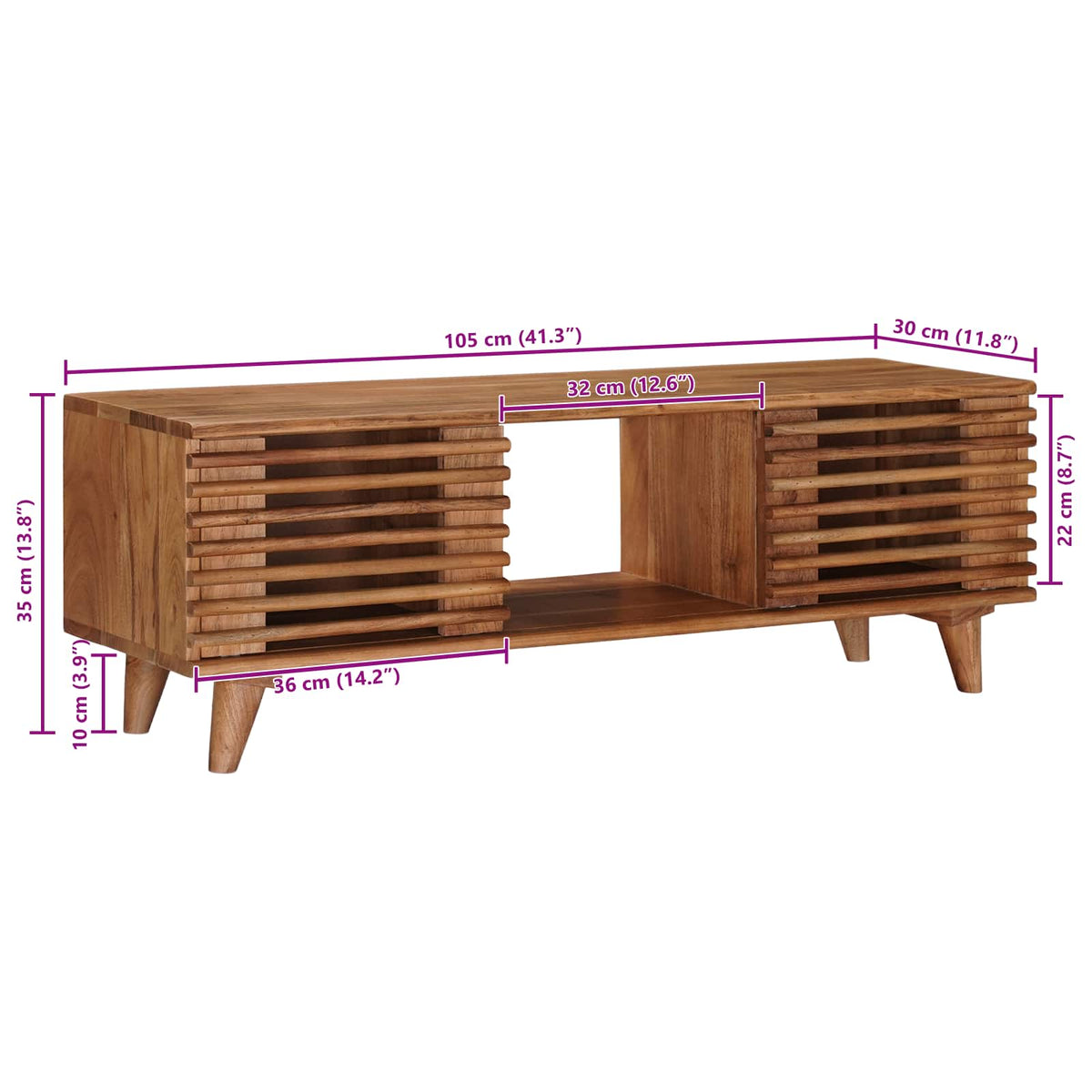 TV ormar s pohranom s vratima Prirodna 105 x 30 x 35 cm