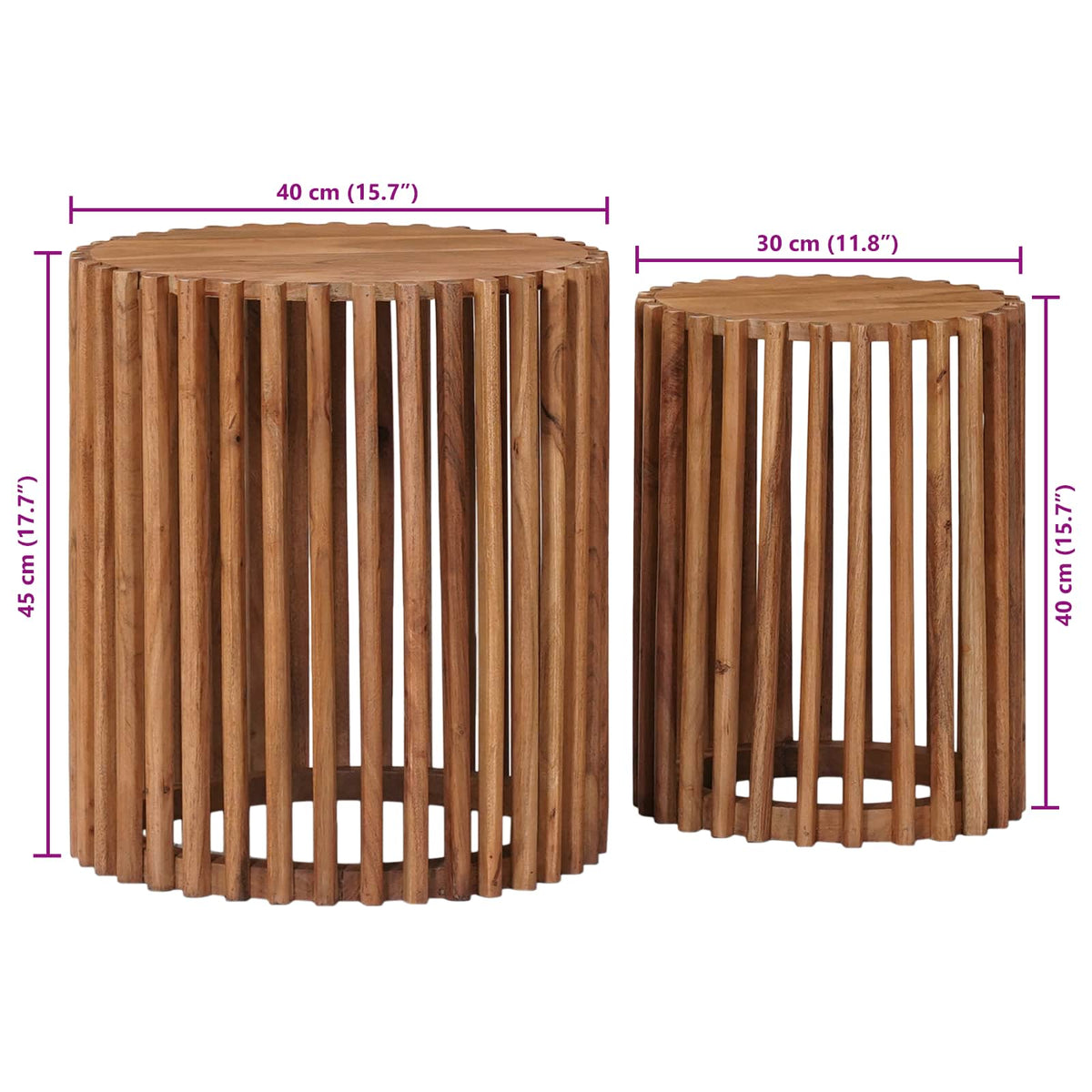 Set ručno rađenih bočnih stolova 2 pcs Smeđa 40 x 40 x 45 cm