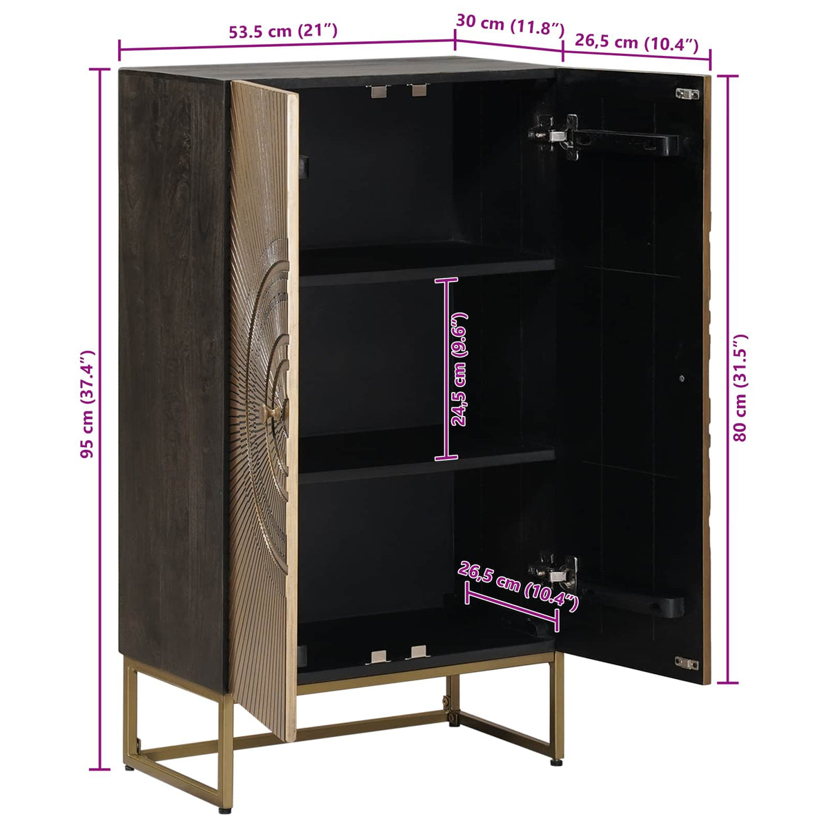 Highboard Mjed 53,5 x 30 x 95 cm