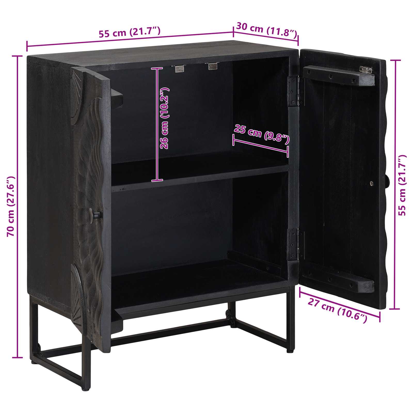 Kreveta Crna 55 x 30 x 70 cm
