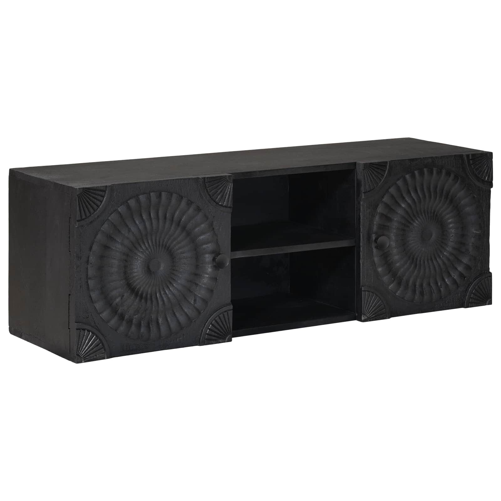 TV ormar s policom s pohranom s vratima Crna 105 x 30 x 35 cm