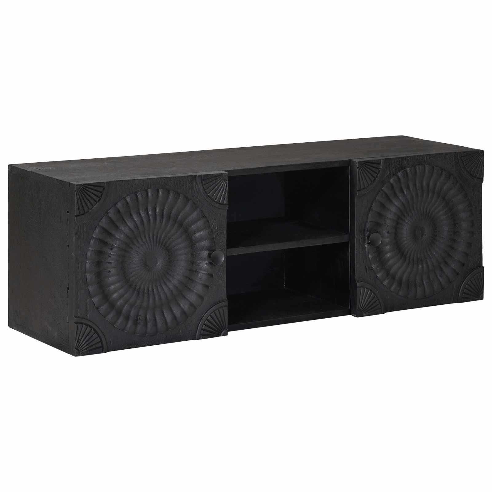 TV ormar s policom s pohranom s vratima Crna 105 x 30 x 35 cm