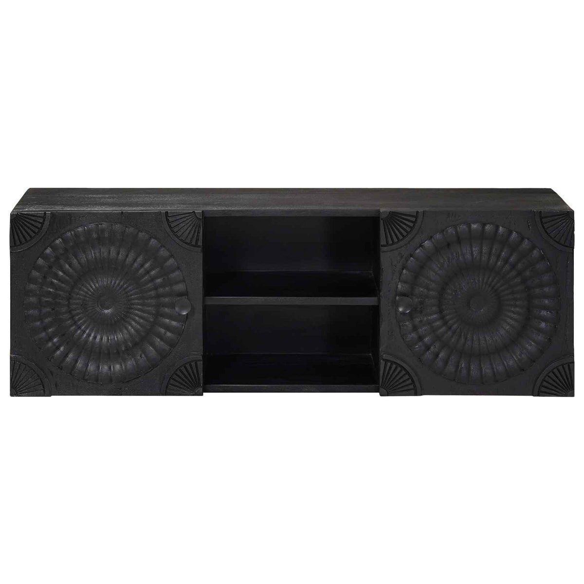 TV ormar s policom s pohranom s vratima Crna 105 x 30 x 35 cm