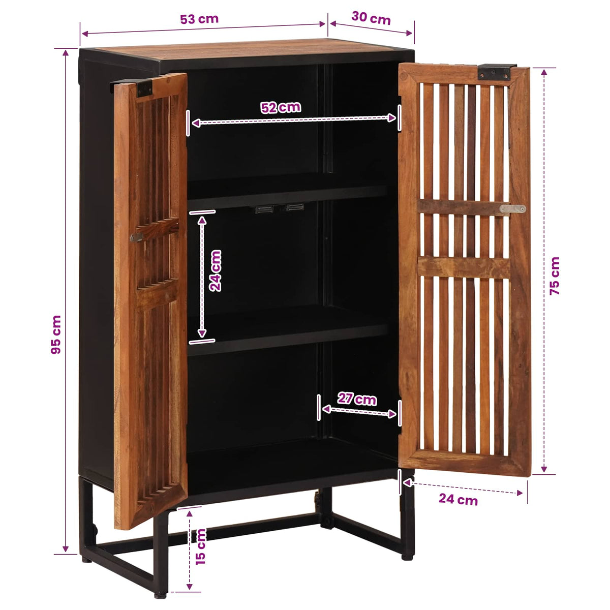 Highboard 53 x 30 x 95 cm Čvrsto Mango Drvo i Inženjersko Drvo