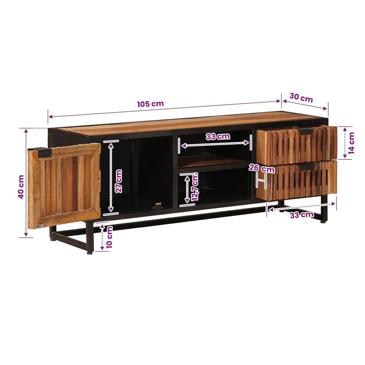 TV ormar 105 x 30 x 40 cm Čvrsto Mango Drvo i Inženjersko Drvo