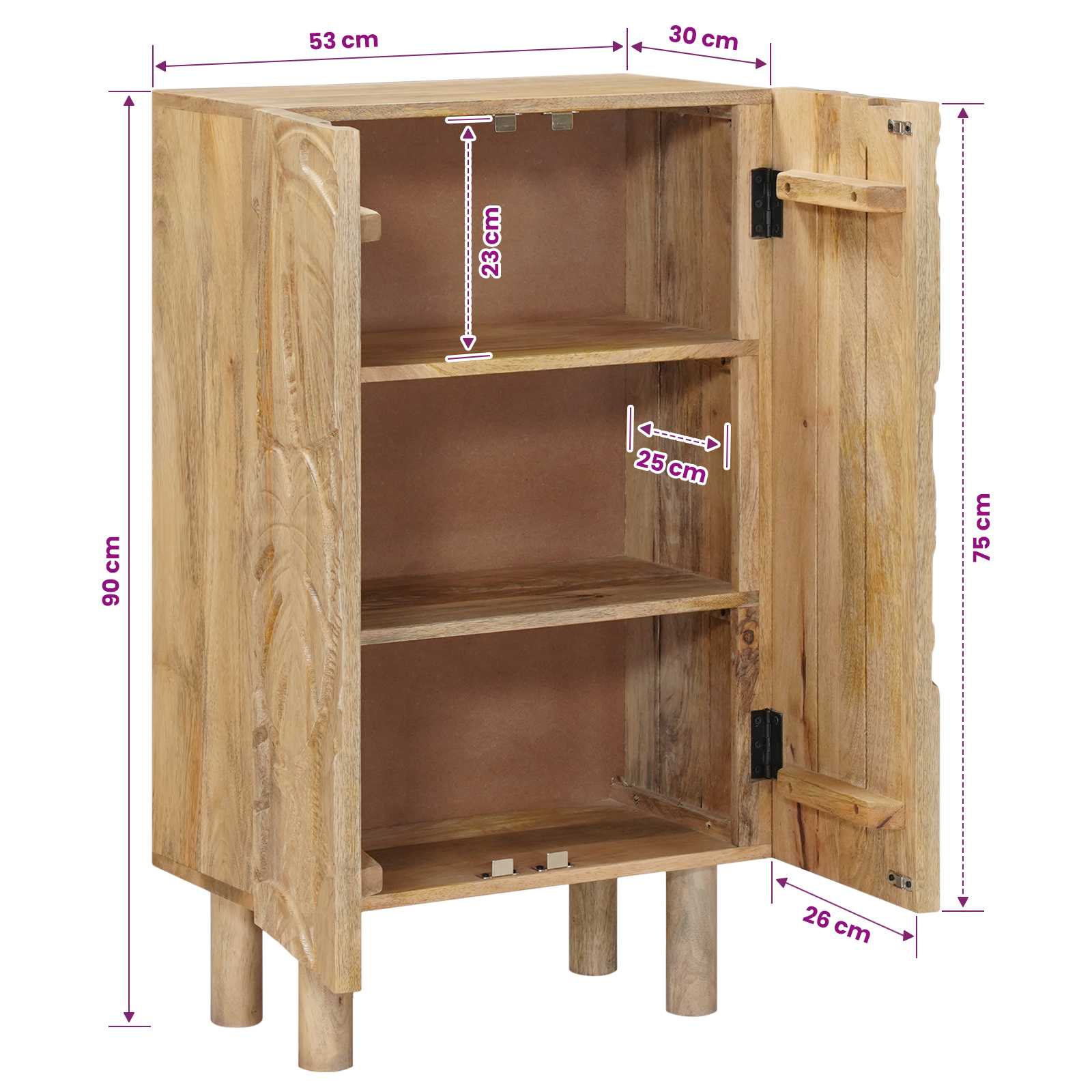Highboard 53 x 30 x 90 cm Čvrsto Mango Drvo i Inženjersko Drvo