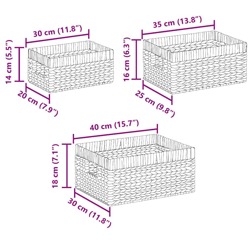 Košare za pohranu 3 pcs Prirodna Zumbul