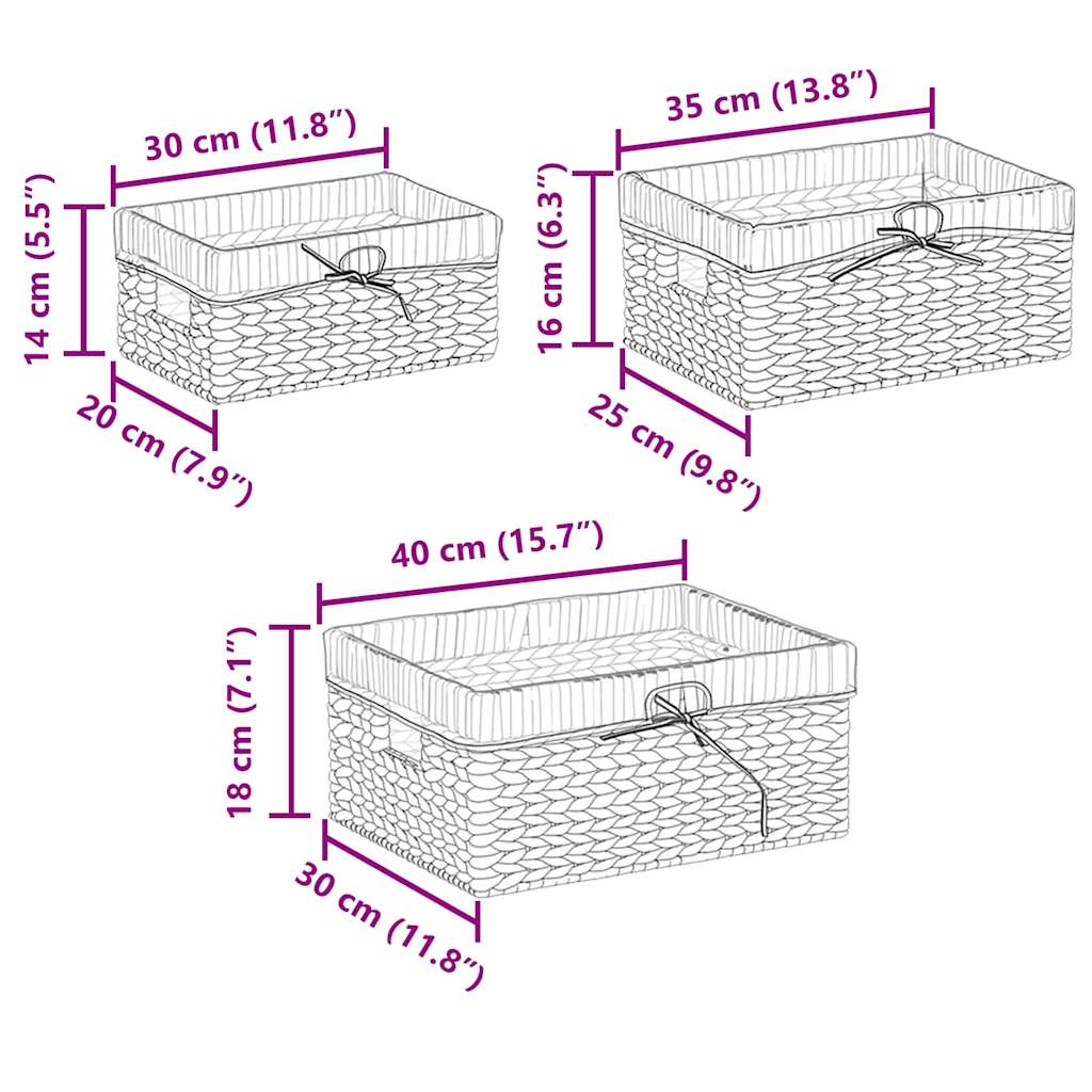 Košare za pohranu 3 pcs Prirodna Zumbul