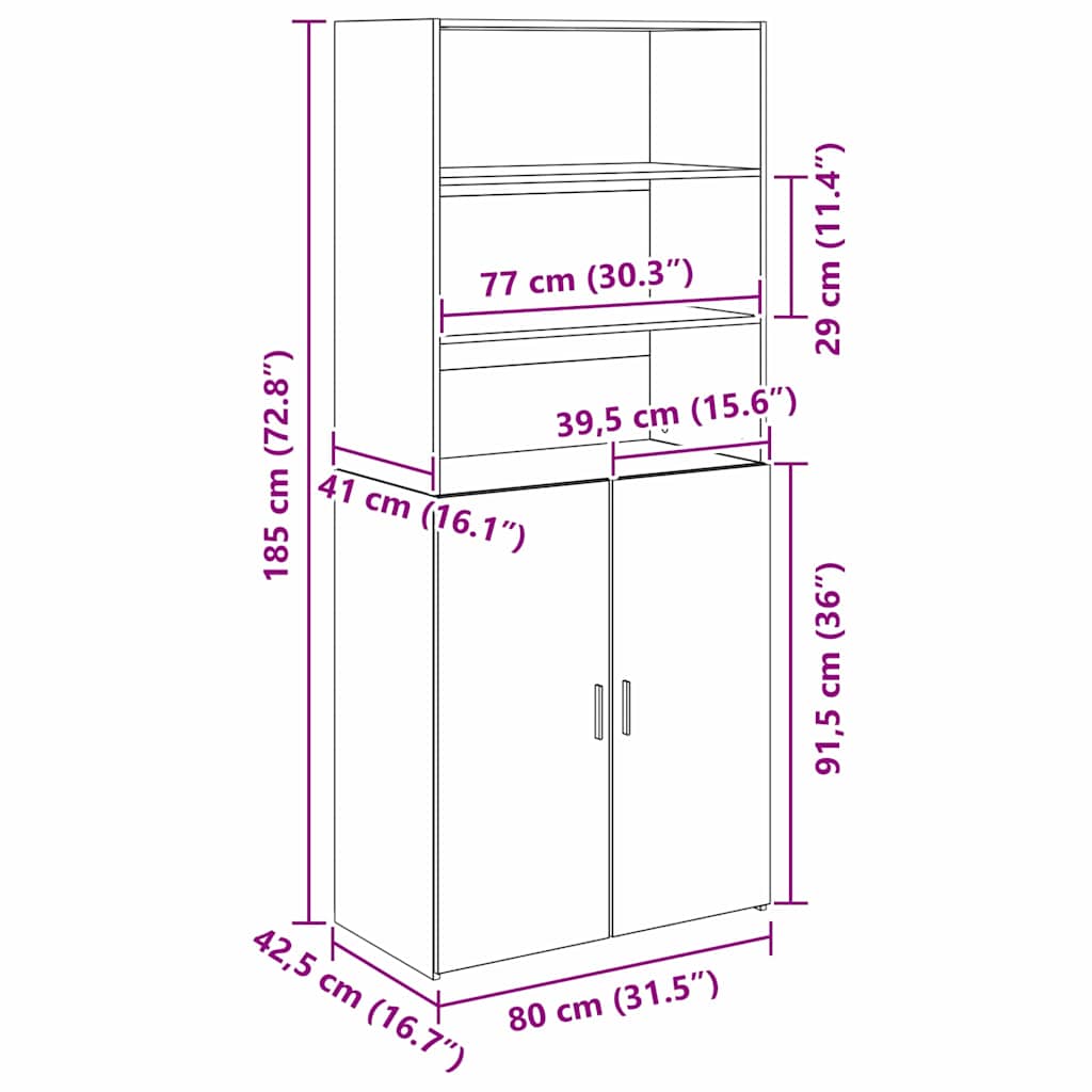 Highboard Staro drvo 80 x 42,5 x 185 cm Konstruirano drvo