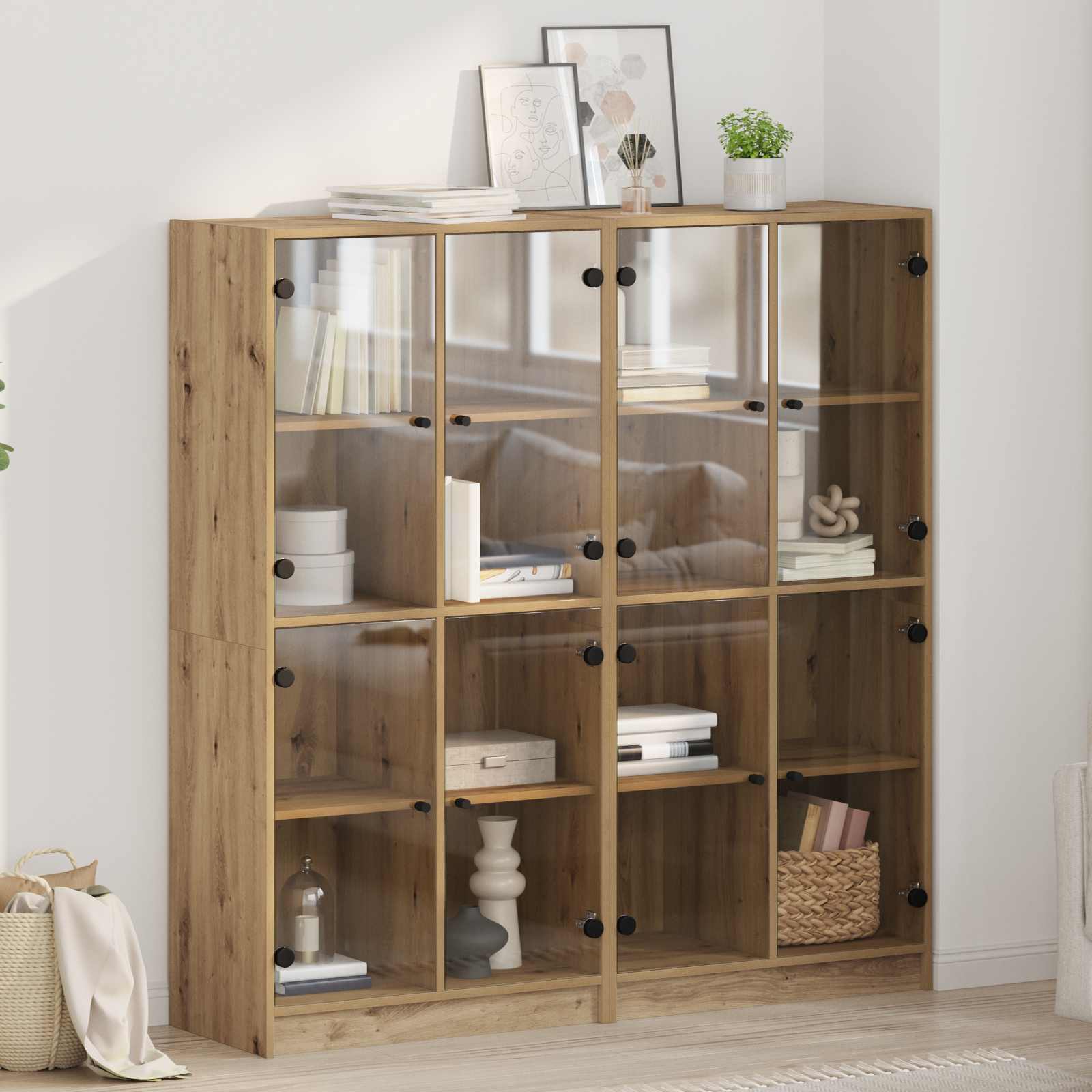 Highboard 2 pcs Umjetnički hrast 68 x 37 x 142 cm