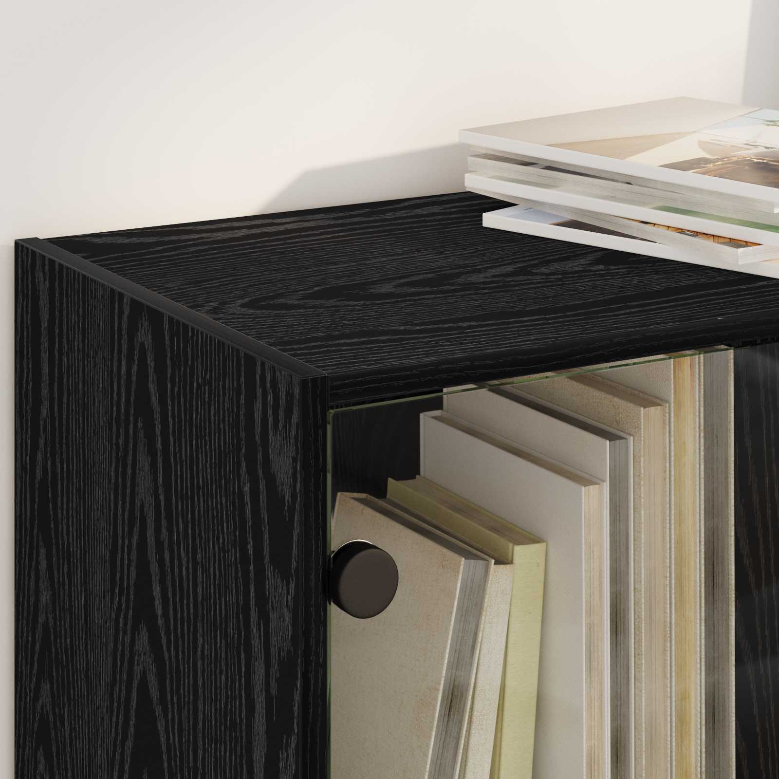 Highboard 2 pcs Crni hrast 68 x 37 x 142 cm Konstruirano drvo