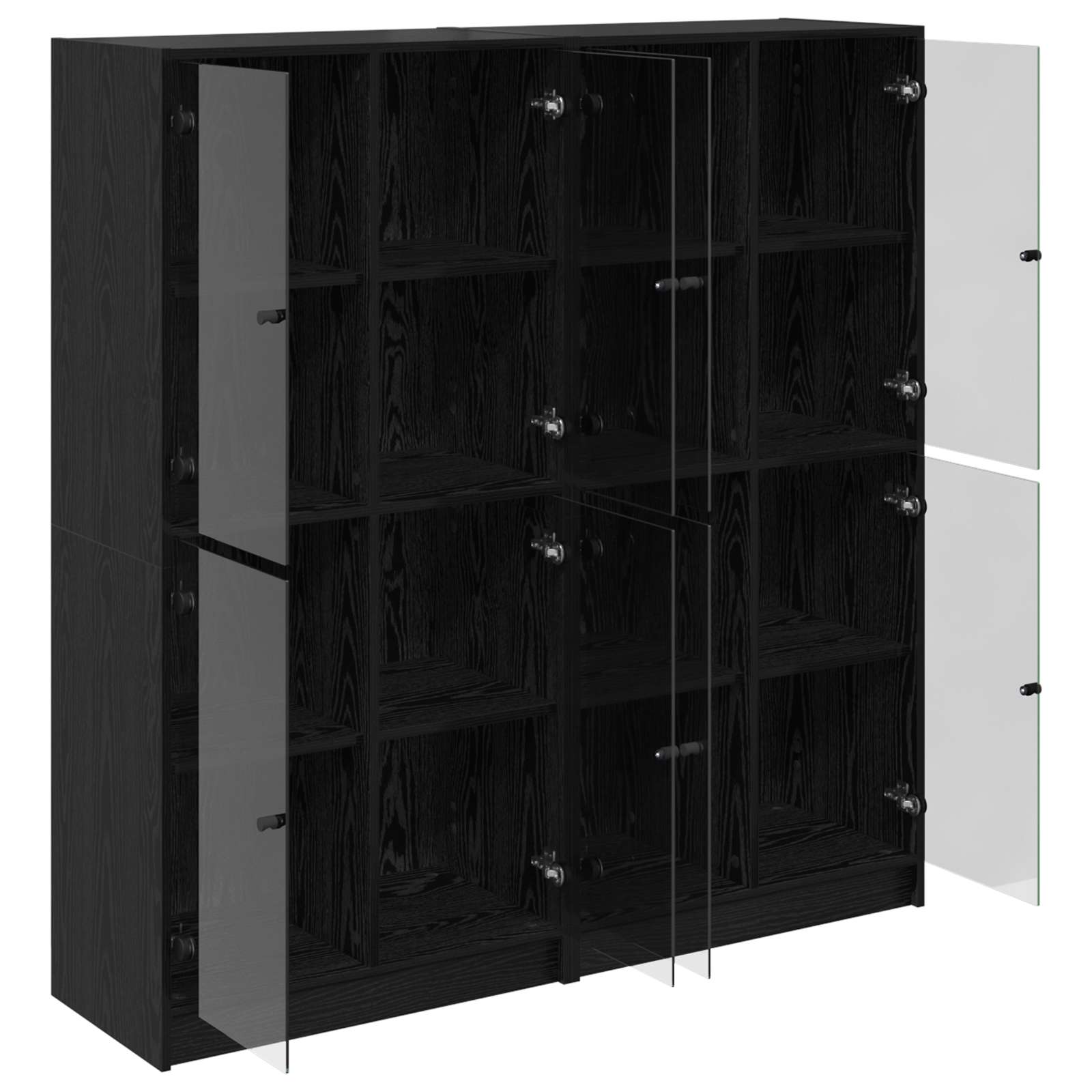 Highboard 2 pcs Crni hrast 68 x 37 x 142 cm Konstruirano drvo