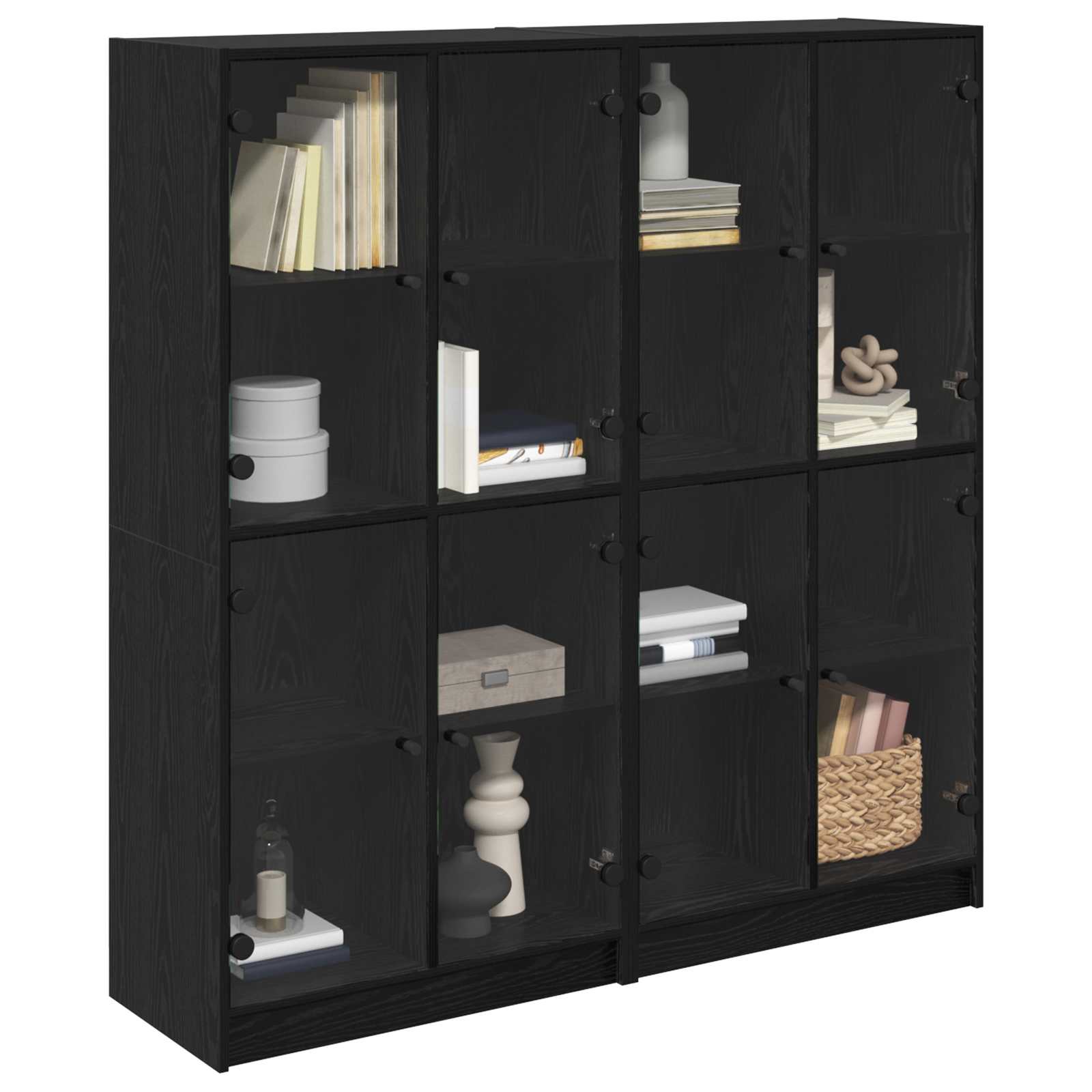 Highboard 2 pcs Crni hrast 68 x 37 x 142 cm Konstruirano drvo
