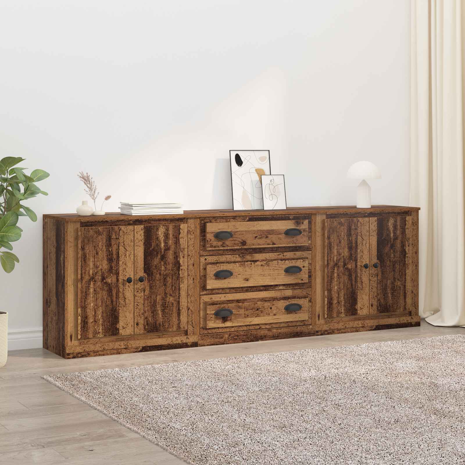 Komode 3 pcs Staro drvo 210 x 35,5 x 67,5 cm Konstruirano drvo